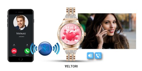 VELTORI Smartwatch Damski Veltori VT350-1 Bransoleta Różowe Złoto VELTORI Smartwatch Damski Veltori VT350-1 Bransoleta Różowe Złoto