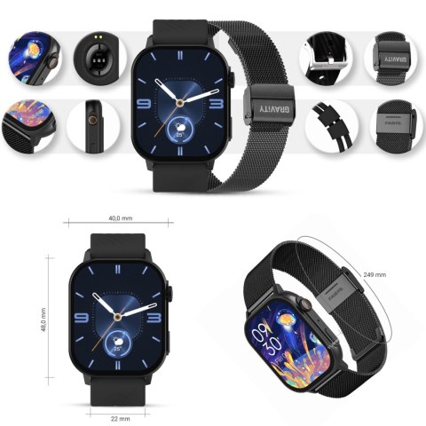 Gravity Smartwatch Gravity GT15-1 Czarny Pasek Silikonowy + Czarna Bransoleta Gravity Smartwatch Gravity GT15-1 Czarny Pasek Silikonowy + Czarna Bransoleta