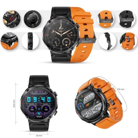Gravity Smartwatch Gravity GT21-2 + Pomarańczowy Pasek Silikonowy Gravity Smartwatch Gravity GT21-2 + Pomarańczowy Pasek Silikonowy