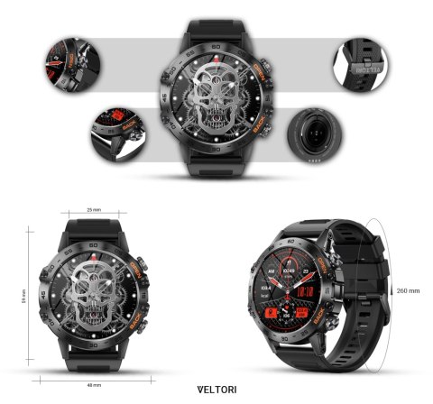 VELTORI Smartwatch Veltori VT120-1 Czarny Pasek Silikonowy VELTORI Smartwatch Veltori VT120-1 Czarny Pasek Silikonowy