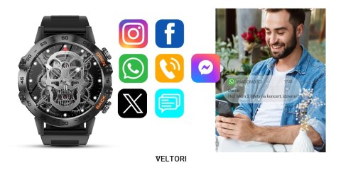VELTORI Smartwatch Veltori VT120-1 Czarny Pasek Silikonowy VELTORI Smartwatch Veltori VT120-1 Czarny Pasek Silikonowy