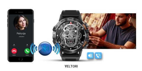 VELTORI Smartwatch Veltori VT120-1 Czarny Pasek Silikonowy VELTORI Smartwatch Veltori VT120-1 Czarny Pasek Silikonowy