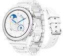 RUBICON Smartwatch Damski Rubicon RNCE92-1 Srebrny-Ceramiczna Bransoleta + Biały Silikonowy Pasek