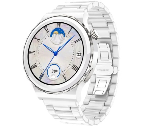 RUBICON Smartwatch Damski Rubicon RNCE92-1 Srebrny-Ceramiczna Bransoleta + Biały Silikonowy Pasek RUBICON Smartwatch Damski Rubicon RNCE92-1 Srebrny-Ceramiczna Bransoleta + Biały Silikonowy Pasek