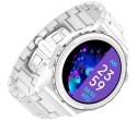 RUBICON Smartwatch Damski Rubicon RNCE92-1 Srebrny-Ceramiczna Bransoleta + Biały Silikonowy Pasek