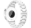 RUBICON Smartwatch Damski Rubicon RNCE92-1 Srebrny-Ceramiczna Bransoleta + Biały Silikonowy Pasek