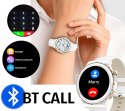 RUBICON Smartwatch Damski Rubicon RNCE92-1 Srebrny-Ceramiczna Bransoleta + Biały Silikonowy Pasek