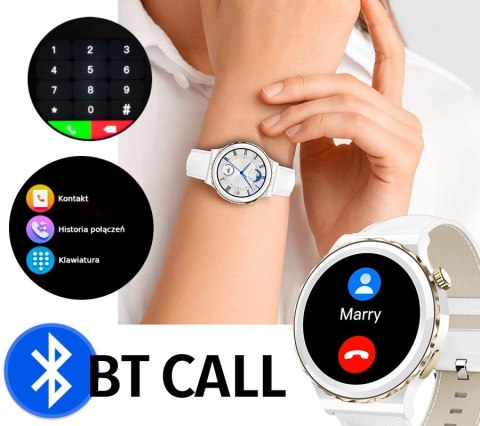 RUBICON Smartwatch Damski Rubicon RNCE92-1 Srebrny-Ceramiczna Bransoleta + Biały Silikonowy Pasek RUBICON Smartwatch Damski Rubicon RNCE92-1 Srebrny-Ceramiczna Bransoleta + Biały Silikonowy Pasek