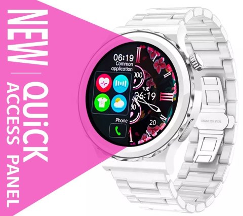 RUBICON Smartwatch Damski Rubicon RNCE92-1 Srebrny-Ceramiczna Bransoleta + Biały Silikonowy Pasek RUBICON Smartwatch Damski Rubicon RNCE92-1 Srebrny-Ceramiczna Bransoleta + Biały Silikonowy Pasek