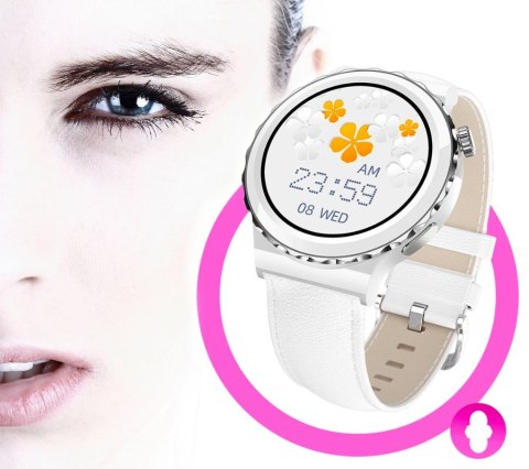 RUBICON Smartwatch Damski Rubicon RNCE92-1 Srebrny-Ceramiczna Bransoleta + Biały Silikonowy Pasek RUBICON Smartwatch Damski Rubicon RNCE92-1 Srebrny-Ceramiczna Bransoleta + Biały Silikonowy Pasek