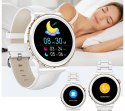 RUBICON Smartwatch Damski Rubicon RNCE92-1 Srebrny-Ceramiczna Bransoleta + Biały Silikonowy Pasek