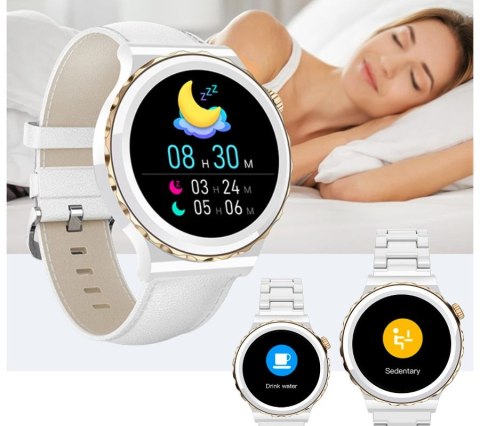 RUBICON Smartwatch Damski Rubicon RNCE92-1 Srebrny-Ceramiczna Bransoleta + Biały Silikonowy Pasek RUBICON Smartwatch Damski Rubicon RNCE92-1 Srebrny-Ceramiczna Bransoleta + Biały Silikonowy Pasek