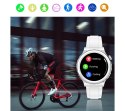 RUBICON Smartwatch Damski Rubicon RNCE92-1 Srebrny-Ceramiczna Bransoleta + Biały Silikonowy Pasek