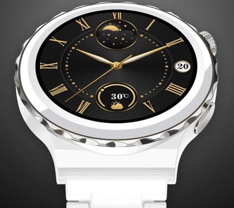 RUBICON Smartwatch Damski Rubicon RNCE92-1 Srebrny-Ceramiczna Bransoleta + Biały Silikonowy Pasek RUBICON Smartwatch Damski Rubicon RNCE92-1 Srebrny-Ceramiczna Bransoleta + Biały Silikonowy Pasek