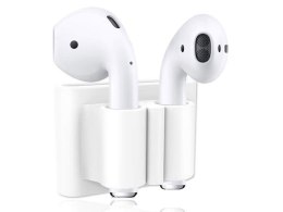 4kom.pl Uchwyt silikonowy zaczep strap do Apple Airpods Biały