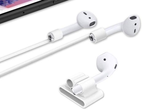 4kom.pl Uchwyt silikonowy zaczep strap do Apple Airpods Biały 4kom.pl Uchwyt silikonowy zaczep strap do Apple Airpods Biały