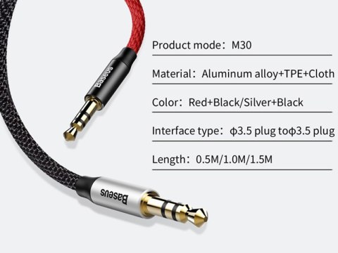 Baseus Baseus Yiven M30 kabel audio mini Jack 3.5mm 1m czarny Baseus Baseus Yiven M30 kabel audio mini Jack 3.5mm 1m czarny