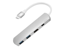 Wiwu Adapter hub WiWU T3+ 4w1 USB-C - 2x USB HDMI 4K Typ C srebrny