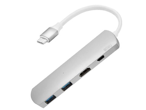 Wiwu Adapter hub WiWU T3+ 4w1 USB-C - 2x USB HDMI 4K Typ C srebrny Wiwu Adapter hub WiWU T3+ 4w1 USB-C - 2x USB HDMI 4K Typ C srebrny