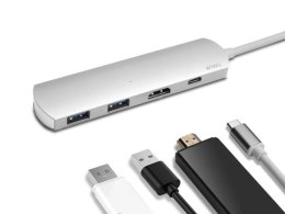 Wiwu Adapter hub WiWU T3+ 4w1 USB-C - 2x USB HDMI 4K Typ C srebrny