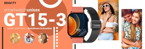 Gravity Smartwatch Gravity GT15-3 Czerwony Pasek Silikonowy + Czarna Bransoleta Gravity Smartwatch Gravity GT15-3 Czerwony Pasek Silikonowy + Czarna Bransoleta