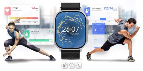 Gravity Smartwatch Gravity GT15-9 Czarny Pasek Silikonowy + Srebrna Bransoleta Gravity Smartwatch Gravity GT15-9 Czarny Pasek Silikonowy + Srebrna Bransoleta