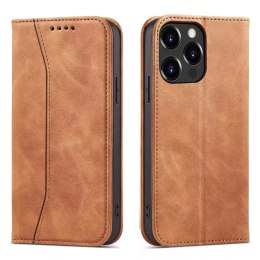 4kom.pl Magnet Fancy Case etui do iPhone 13 Pro Max pokrowiec portfel na karty kartę podstawka brązowy