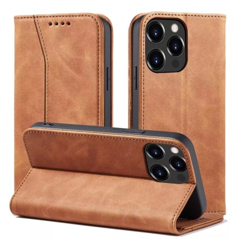 4kom.pl Magnet Fancy Case etui do iPhone 13 Pro Max pokrowiec portfel na karty kartę podstawka brązowy 4kom.pl Magnet Fancy Case etui do iPhone 13 Pro Max pokrowiec portfel na karty kartę podstawka brązowy