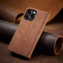 4kom.pl Magnet Fancy Case etui do iPhone 13 Pro Max pokrowiec portfel na karty kartę podstawka brązowy