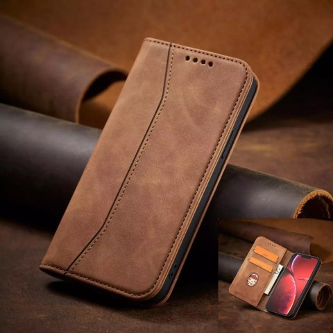 4kom.pl Magnet Fancy Case etui do iPhone 13 Pro Max pokrowiec portfel na karty kartę podstawka brązowy 4kom.pl Magnet Fancy Case etui do iPhone 13 Pro Max pokrowiec portfel na karty kartę podstawka brązowy