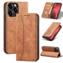 4kom.pl Magnet Fancy Case etui do iPhone 13 Pro Max pokrowiec portfel na karty kartę podstawka brązowy