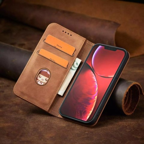 4kom.pl Magnet Fancy Case etui do iPhone 13 Pro Max pokrowiec portfel na karty kartę podstawka brązowy 4kom.pl Magnet Fancy Case etui do iPhone 13 Pro Max pokrowiec portfel na karty kartę podstawka brązowy
