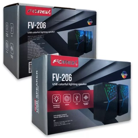 4kom.pl Forev Głośniki Stereo Czarny PC RGB Podświetlane 4kom.pl Forev Głośniki Stereo Czarny PC RGB Podświetlane