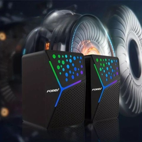 4kom.pl Forev Głośniki Stereo Czarny PC RGB Podświetlane 4kom.pl Forev Głośniki Stereo Czarny PC RGB Podświetlane