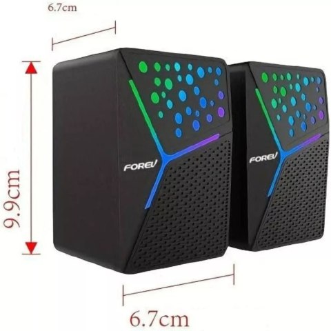 4kom.pl Forev Głośniki Stereo Czarny PC RGB Podświetlane 4kom.pl Forev Głośniki Stereo Czarny PC RGB Podświetlane