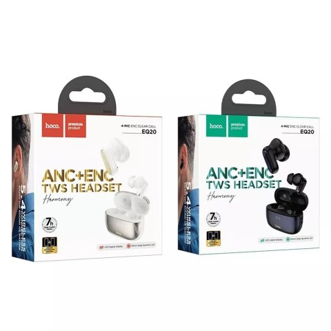 Hoco Hoco EQ20 Bezprzewodowe Słuchawki Bluetooth TWS ANC + ENC - Białe Hoco Hoco EQ20 Bezprzewodowe Słuchawki Bluetooth TWS ANC + ENC - Białe