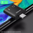 Denmen Adapter HF Typ-C Denmen USB-C + Jack 3.5mm Czarny Aluminiowy