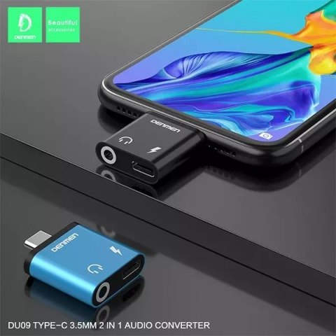 Denmen Adapter HF Typ-C Denmen USB-C + Jack 3.5mm Czarny Aluminiowy Denmen Adapter HF Typ-C Denmen USB-C + Jack 3.5mm Czarny Aluminiowy
