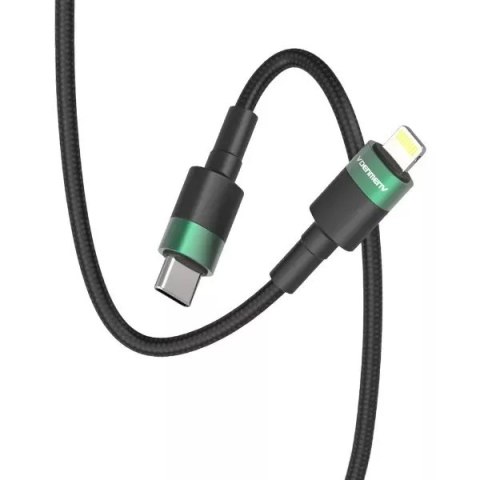 Denmen Kabel USB Typ-C - Lightning PD 3A Czarny Oplot 1m D62 20W Denmen Kabel USB Typ-C - Lightning PD 3A Czarny Oplot 1m D62 20W