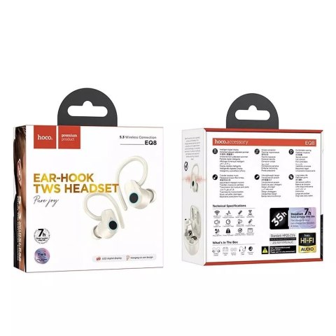 Hoco HOCO TWS EQ8 Bezprzewodowe Słuchawki Bluetooth - Białe z Etui Ładującym Hoco HOCO TWS EQ8 Bezprzewodowe Słuchawki Bluetooth - Białe z Etui Ładującym