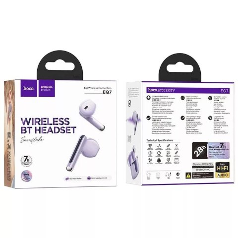 Hoco HOCO słuchawki bezprzewodowe Bluetooth TWS EW61 fioletowe z etui ładującym Hoco HOCO słuchawki bezprzewodowe Bluetooth TWS EW61 fioletowe z etui ładującym