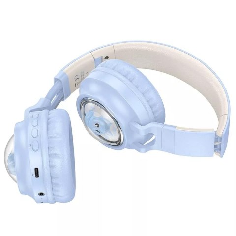 Hoco HOCO słuchawki bezprzewodowe Bluetooth W50 niebieskie z podświetleniem RGB Hoco HOCO słuchawki bezprzewodowe Bluetooth W50 niebieskie z podświetleniem RGB