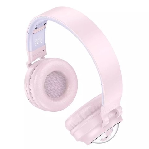 Hoco HOCO słuchawki bezprzewodowe Bluetooth W50 różowe z podświetleniem RGB i kotkami Hoco HOCO słuchawki bezprzewodowe Bluetooth W50 różowe z podświetleniem RGB i kotkami