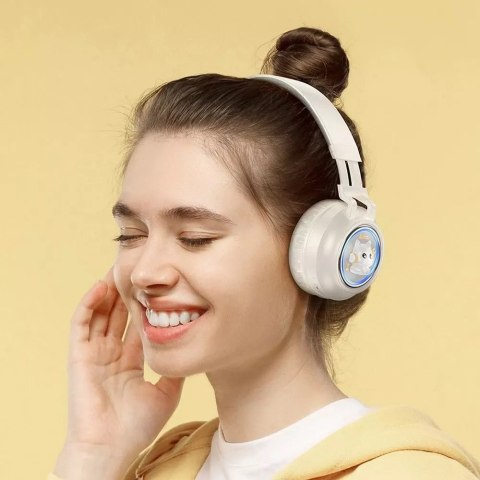 Hoco HOCO słuchawki bezprzewodowe Bluetooth W50 z podświetleniem RGB i kotkami białe