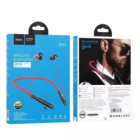 Hoco HOCO Słuchawki Bezprzewodowe Bluetooth ES61 Czerwone z Zaczepem na Ucho Hoco HOCO Słuchawki Bezprzewodowe Bluetooth ES61 Czerwone z Zaczepem na Ucho