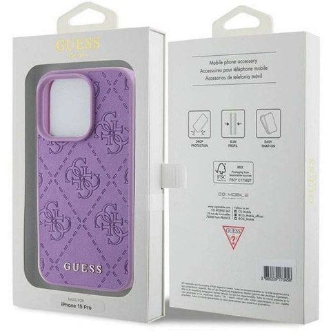 Guess Oryginalne Etui GUESS Hardcase GUHCP15XP4EPMU do iPhone 15 PRO MAX (Quilted 4G Classic / jasny fiolet) Guess Oryginalne Etui GUESS Hardcase GUHCP15XP4EPMU do iPhone 15 PRO MAX (Quilted 4G Classic / jasny fiolet)