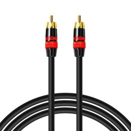 4kom.pl 3m Kabel RCA do RCA (cinch) przewód Subwoofer premium MOZOS czarno-czerwony pozłacane wtyki