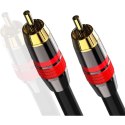 4kom.pl 3m Kabel RCA do RCA (cinch) przewód Subwoofer premium MOZOS czarno-czerwony pozłacane wtyki