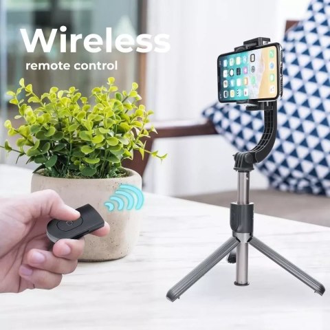4kom.pl Zestaw / Uchwyt Selfie z Pilotem na Bluetooth Tripod Gimbal Stabilizator Czarny SSTR-L08 4kom.pl Zestaw / Uchwyt Selfie z Pilotem na Bluetooth Tripod Gimbal Stabilizator Czarny SSTR-L08