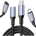 4kom.pl Kabel przedłużacz przedłużka USB-C typ C 3.1 Gen2 Thunderbolt 100W PD 10Gbs 4K 2M Adapter przewód nylon oplot mocny